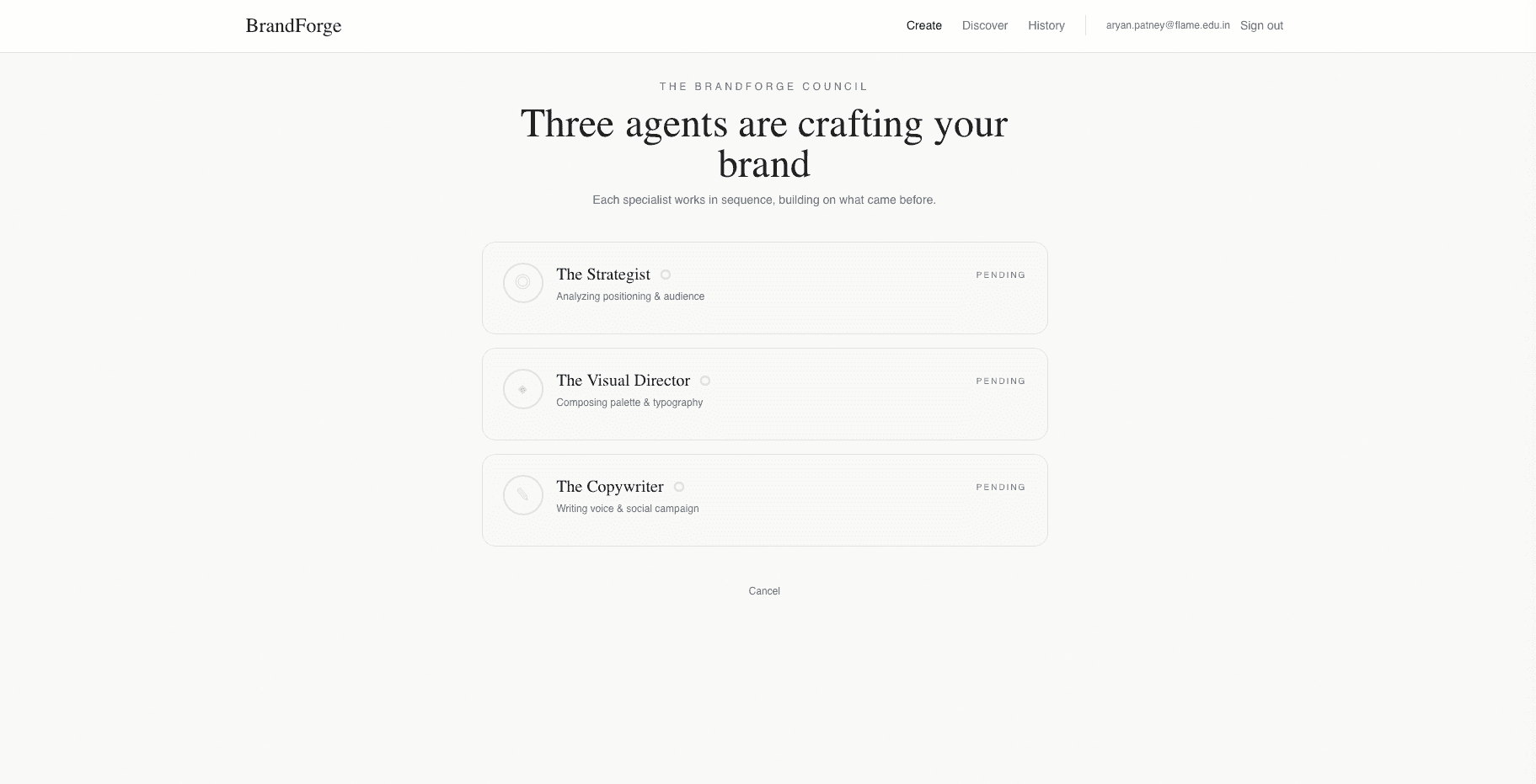 BrandForge agent pipeline composing the brand kit