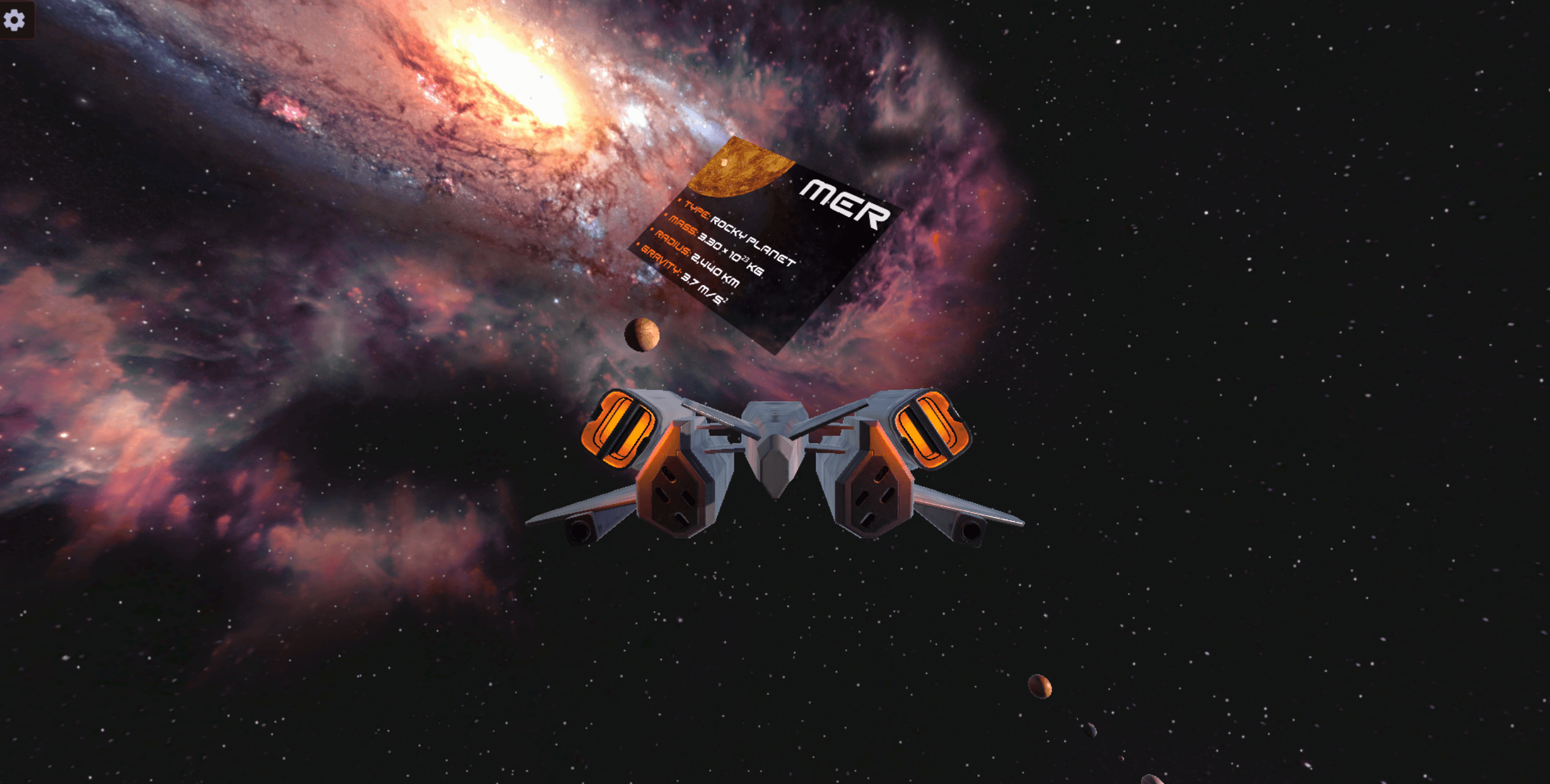 An info card hovering near a planet