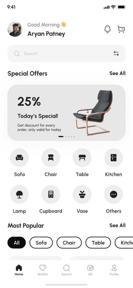 Redesigned Pepperfry home screen