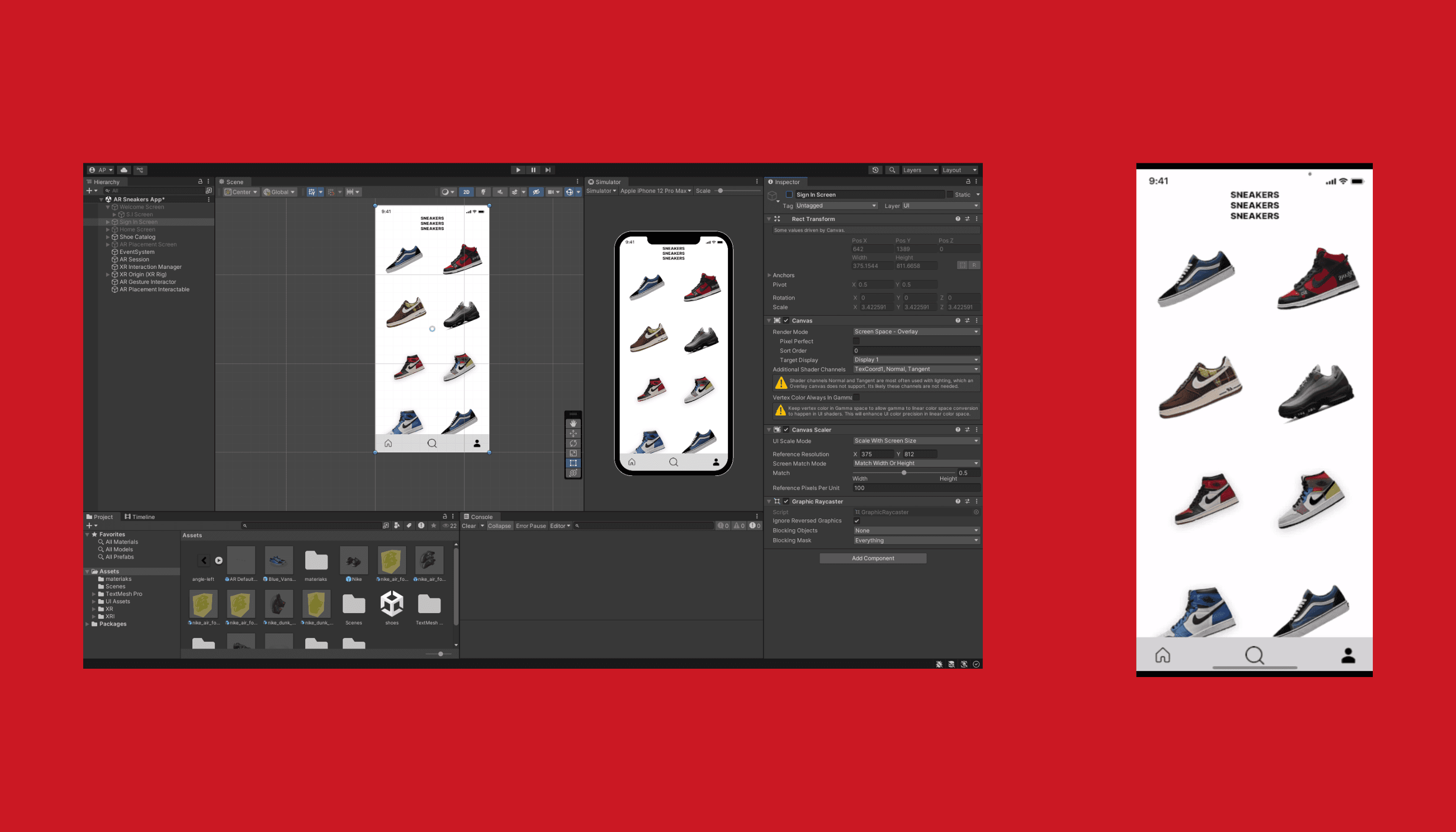 App catalog view with featured sneakers