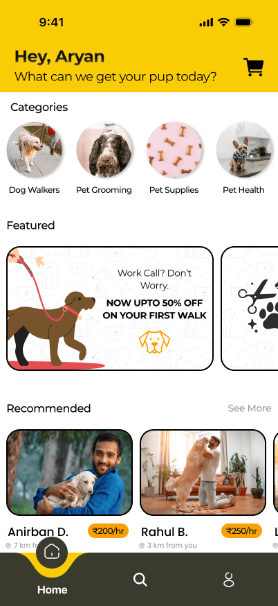 Walkrs home screen
