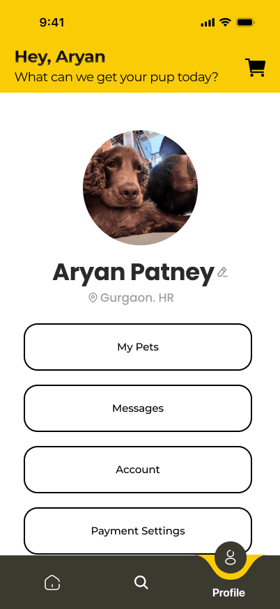 Owner profile with dogs nested below